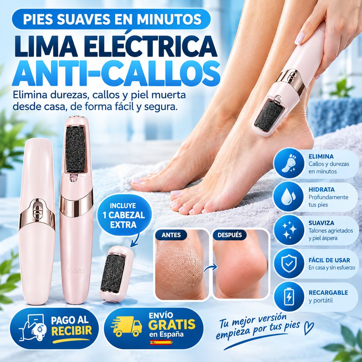 ✨ Pies Suaves en Minutos – Lima Eléctrica Anti-Callos