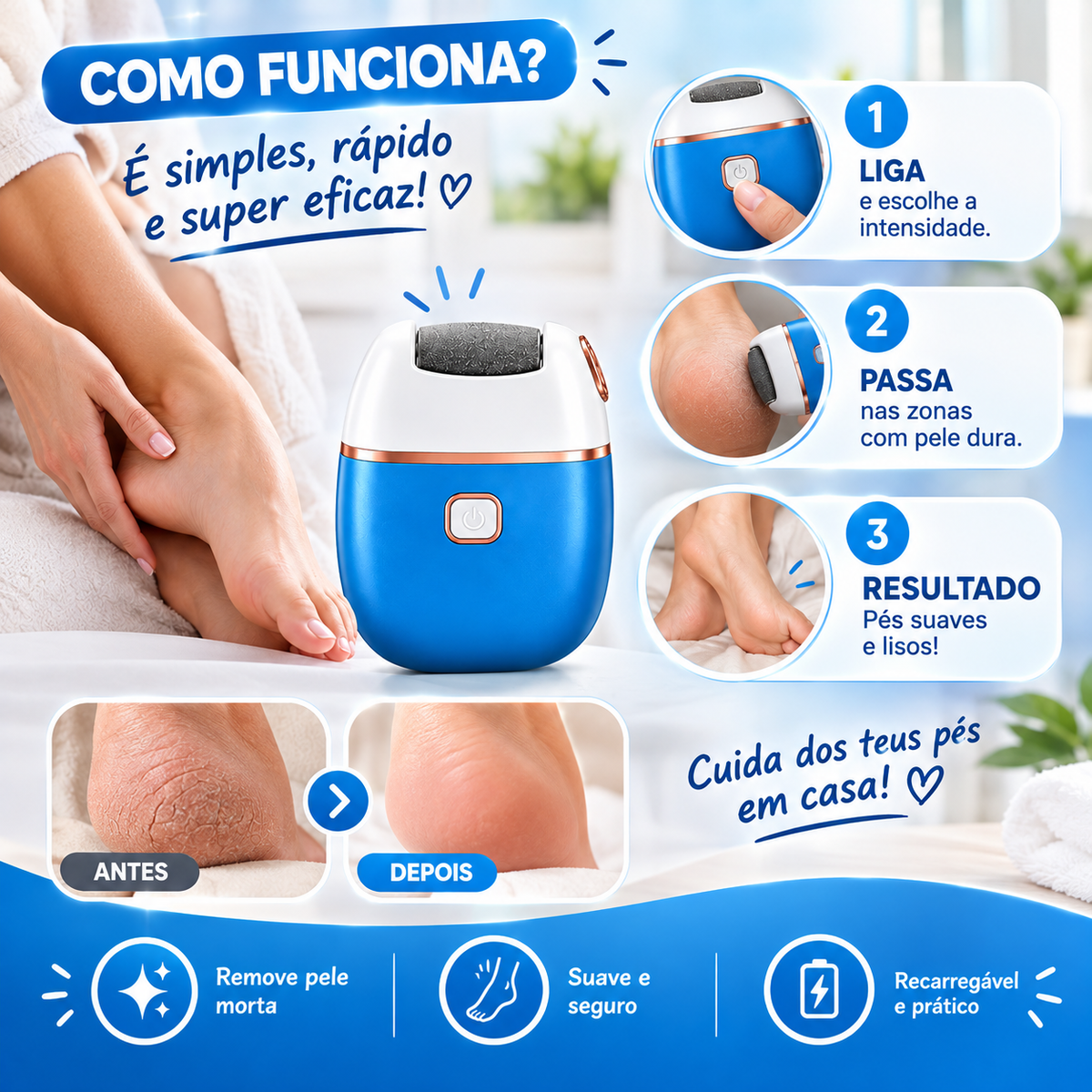 🦶 ¡ADIÓS A LOS TALONES SECOS Y AGRIETADOS! Lima Eléctrica + Calcetines Hidratantes GRATIS✨