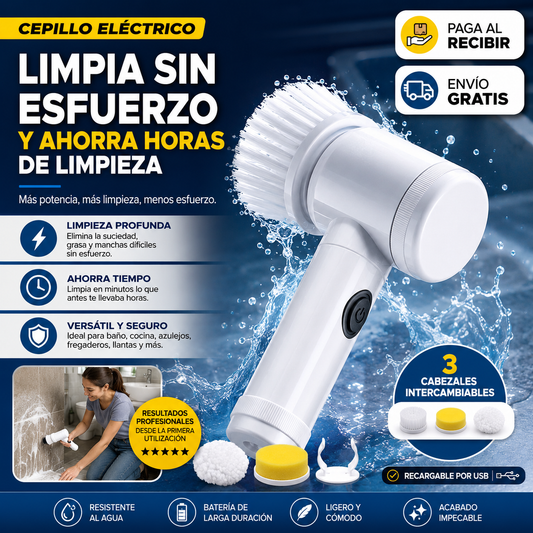 Cepillo Eléctrico– Limpia Sin Esfuerzo y Ahorra Horas de Limpieza