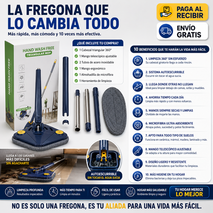 Fregona Telescópica 360° Autoescurrible – Limpia Más Rápido y Sin Esfuerzo