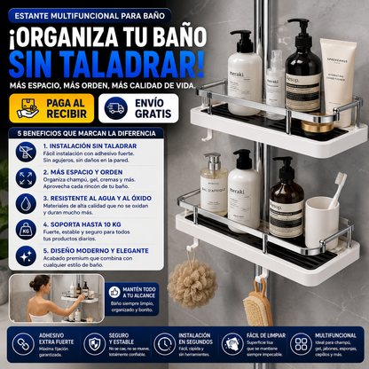 Estante Multifuncional para Baño – Organiza tu Espacio Sin Taladrar