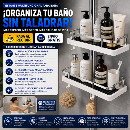 Estante Multifuncional para Baño – Organiza tu Espacio Sin Taladrar
