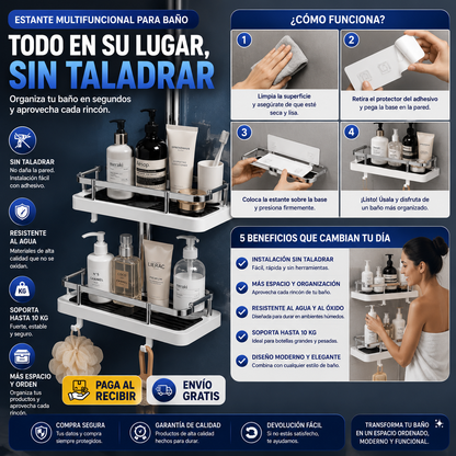 Estante Multifuncional para Baño – Organiza tu Espacio Sin Taladrar