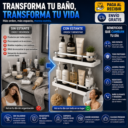 Estante Multifuncional para Baño – Organiza tu Espacio Sin Taladrar