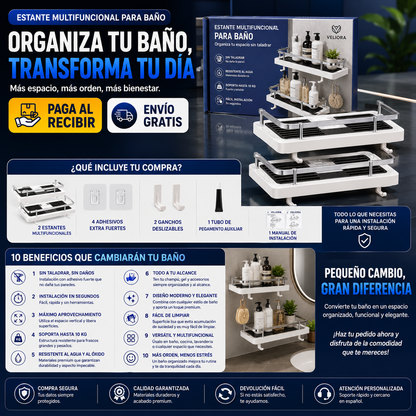 Estante Multifuncional para Baño – Organiza tu Espacio Sin Taladrar