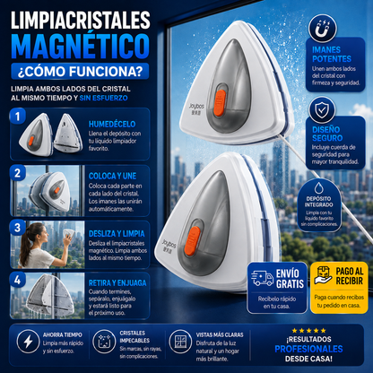 Limpiacristales Magnético con Depósito – Ventanas Impecables Sin Esfuerzo