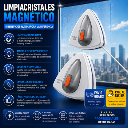 Limpiacristales Magnético con Depósito – Ventanas Impecables Sin Esfuerzo