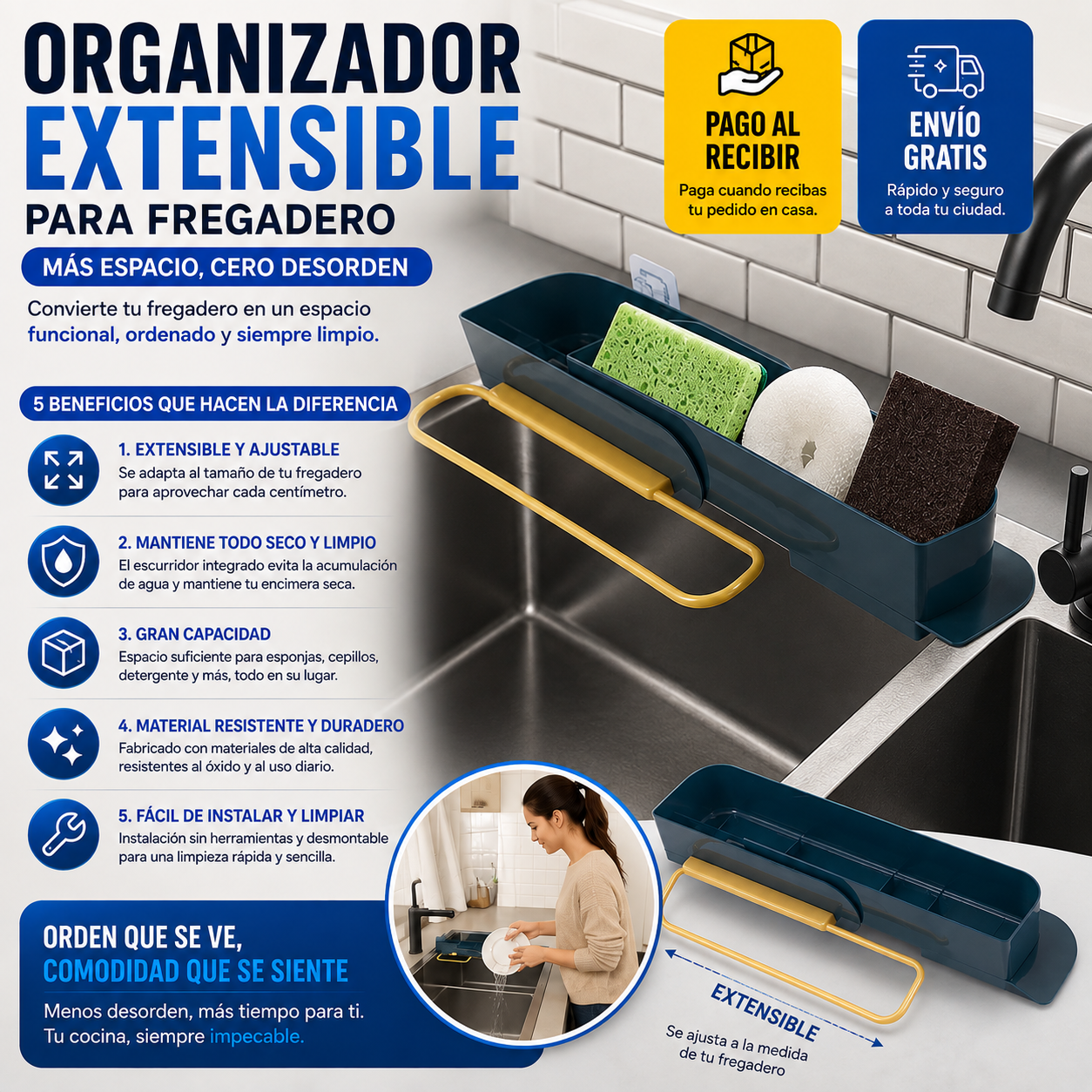 Organizador Extensible para Fregadero – Más Espacio y Cero Desorden