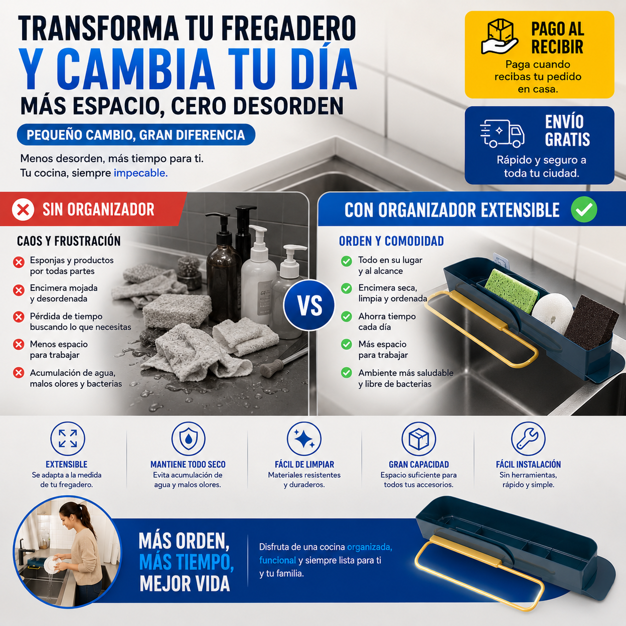 Organizador Extensible para Fregadero – Más Espacio y Cero Desorden