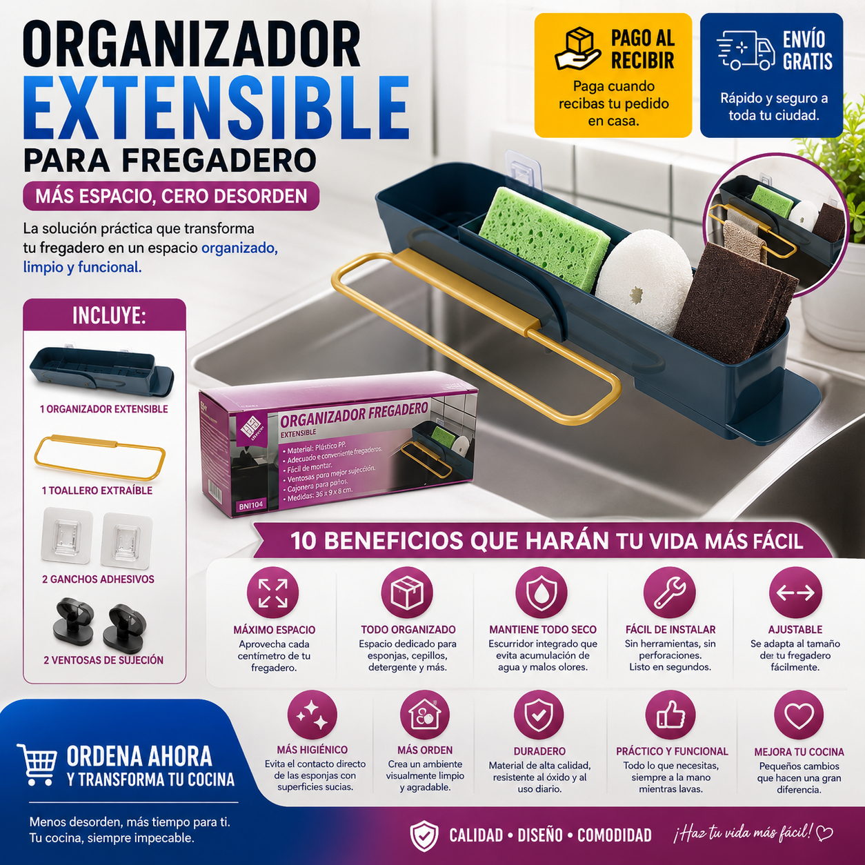 Organizador Extensible para Fregadero – Más Espacio y Cero Desorden