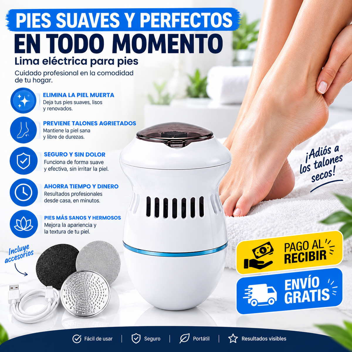 ✨ Lima electrica para pies-¡Adiós a los Talones Secos!