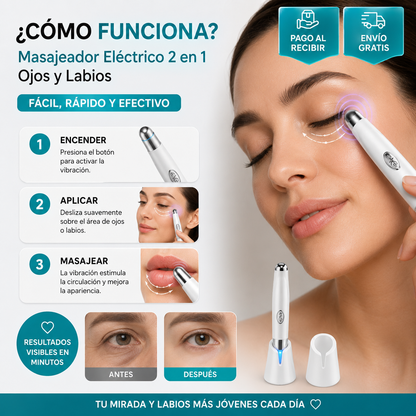¡Relaja y Cuida tu Mirada en Minutos! Masajeador Eléctrico 2 en 1-Masajeador de ojos y labio electrico con vibracion