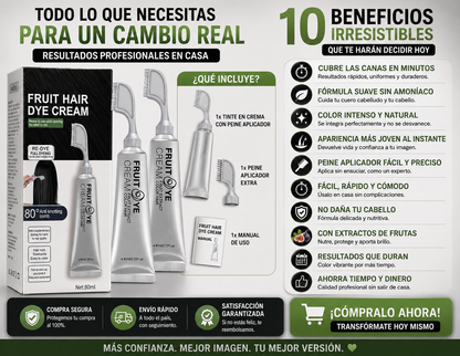 ¡Adiós a las Canas! Cúbrelas en Minutos Sin Ir a la Peluquería-Crema para el cabello con peine para cubrir canas negro