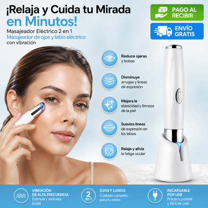 ¡Relaja y Cuida tu Mirada en Minutos! Masajeador Eléctrico 2 en 1-Masajeador de ojos y labio electrico con vibracion