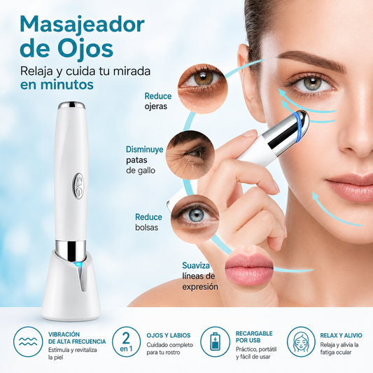 ¡Relaja y Cuida tu Mirada en Minutos! Masajeador Eléctrico 2 en 1-Masajeador de ojos y labio electrico con vibracion
